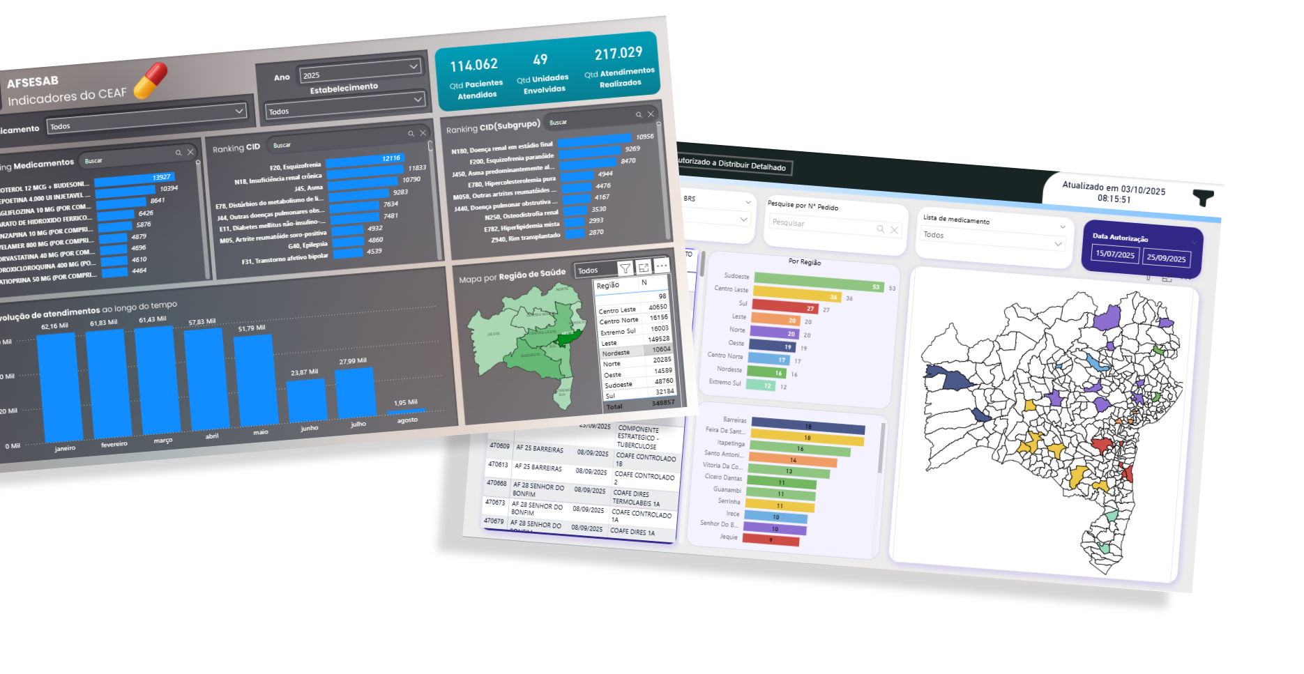 Visualização de duas interfaces de sites com design moderno e escuro.
